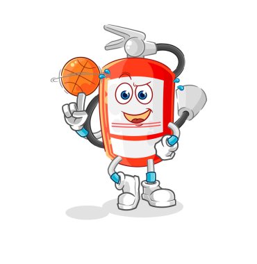 the extinguisher playing basket ball mascot. cartoon vecto
