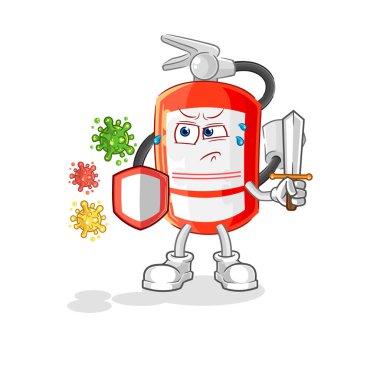 the extinguisher against viruses cartoon. cartoon mascot vecto