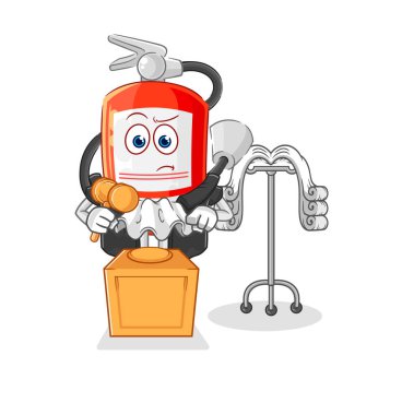 the extinguisher judge holds gavel. character vecto