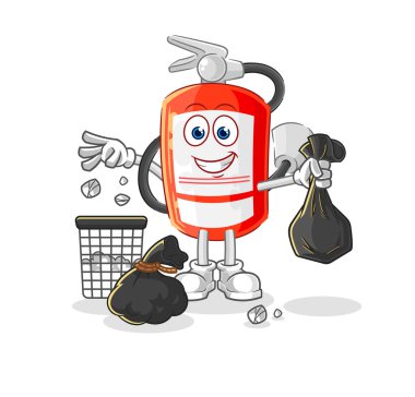 the extinguisher Throw garbage mascot. cartoon vecto