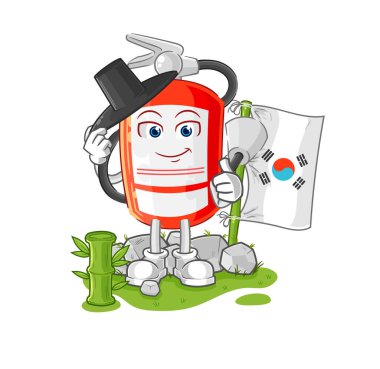 the extinguisher korean character. cartoon mascot vecto