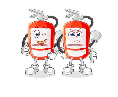 the extinguisher thumbs up and thumbs down. cartoon mascot vecto