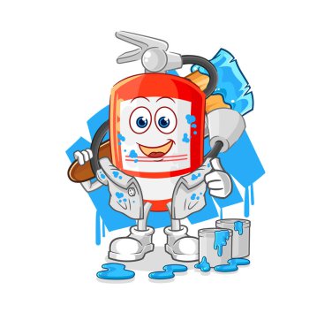 the extinguisher painter illustration. character vecto