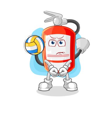 the extinguisher play volleyball mascot. cartoon vecto