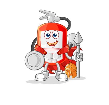 the extinguisher spartan character. cartoon mascot vecto