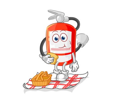 the extinguisher on a picnic cartoon. cartoon mascot vecto