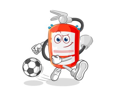 the extinguisher kicking the ball cartoon. cartoon mascot vecto