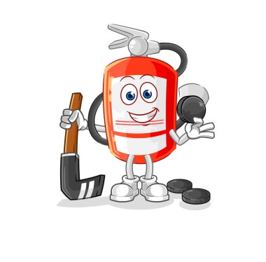 the extinguisher playing hockey vector. cartoon characte