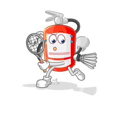 the extinguisher playing badminton illustration. character vecto