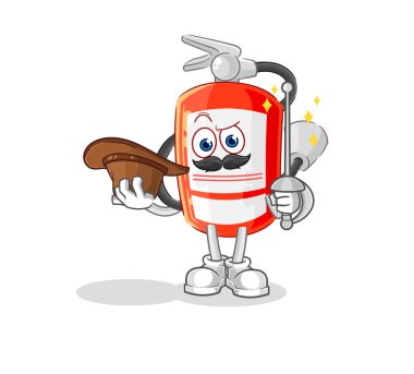 the extinguisher fencer character. cartoon mascot vecto