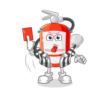 the extinguisher referee with red card illustration. character vecto