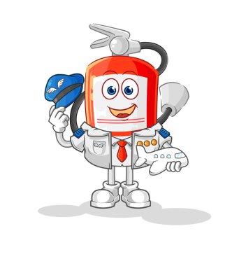the extinguisher pilot mascot. cartoon vecto
