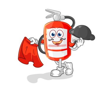 the extinguisher matador with red cloth illustration. character vecto