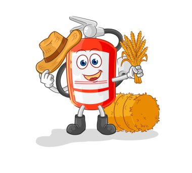 the extinguisher farmer mascot. cartoon vecto