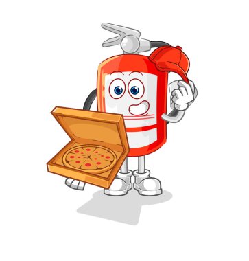 the extinguisher pizza delivery boy vector. cartoon characte