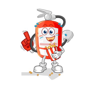 the extinguisher fan with popcorn illustration. character vecto