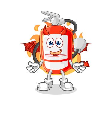 the extinguisher demon with wings character. cartoon mascot vecto
