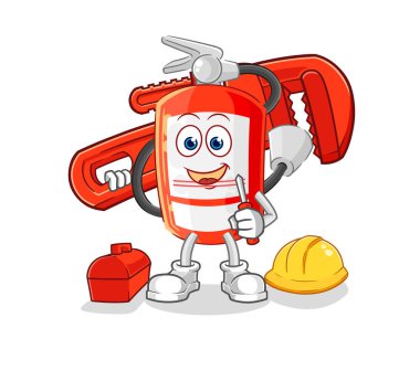 the extinguisher plumber cartoon. cartoon mascot vecto
