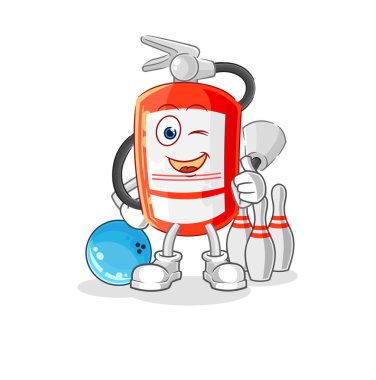 the extinguisher play bowling illustration. character vecto