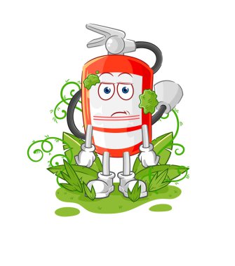 the extinguisher waiting too long mascot. cartoon vecto