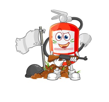 the extinguisher army character. cartoon mascot vecto