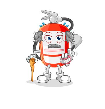 the extinguisher white haired old man. character vecto