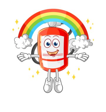 the extinguisher with a rainbow. cartoon vecto