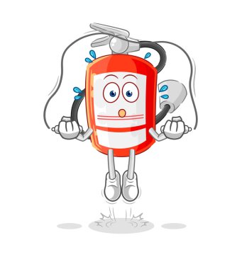 the extinguisher jump rope exercise. character vecto