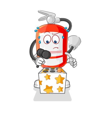 the extinguisher play whack a mole mascot. cartoon vecto