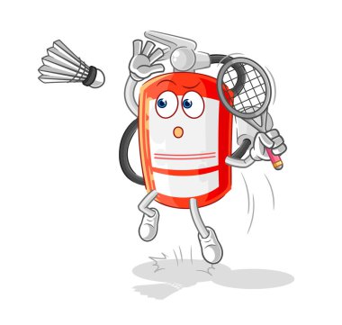 the extinguisher smash at badminton cartoon. cartoon mascot vecto