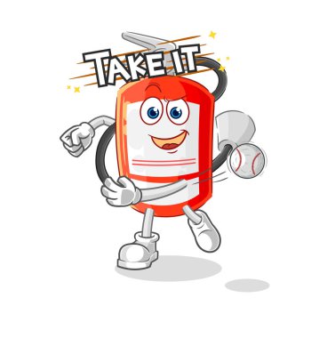 the extinguisher throwing baseball vector. cartoon characte