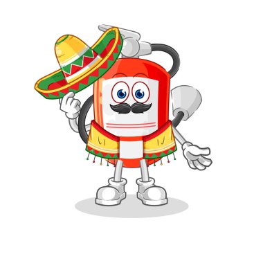 the extinguisher Mexican culture and flag. cartoon mascot vecto