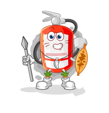 the extinguisher african tribal fighter mascot. cartoon vecto