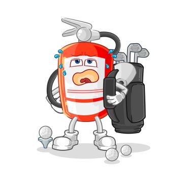 the extinguisher with golf equipment. cartoon mascot vecto