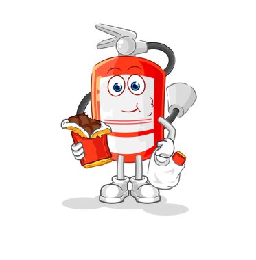 the extinguisher eat chocolate mascot. cartoon vecto
