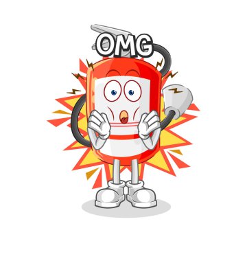 the extinguisher Oh my God vector. cartoon characte