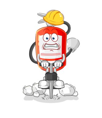 the extinguisher drill the ground cartoon character vecto