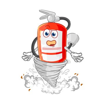 the extinguisher in the tornado cartoon character vecto