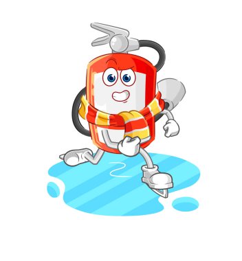 the extinguisher ice skiing cartoon. character mascot vecto