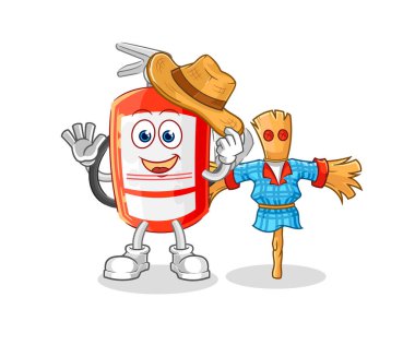 the extinguisher with scarecrows cartoon character vecto