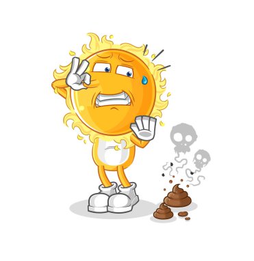 the sun with stinky waste illustration. character vecto