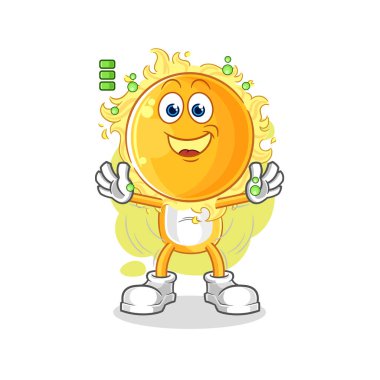 the sun full battery character. cartoon mascot vecto