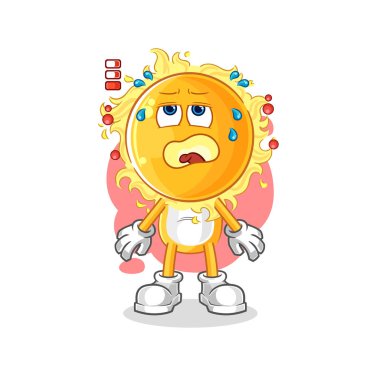 the sun low battery mascot. cartoon vecto