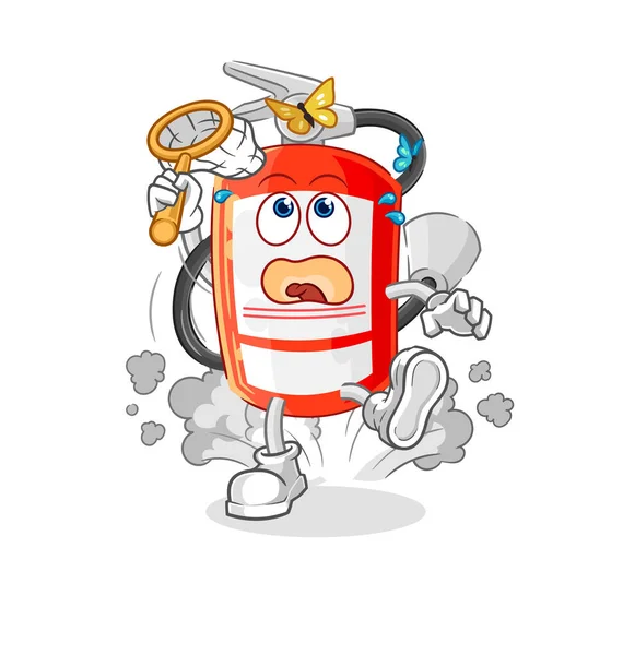 Extinguisher Catch Butterfly Illustration Character Vecto — Vettoriale Stock