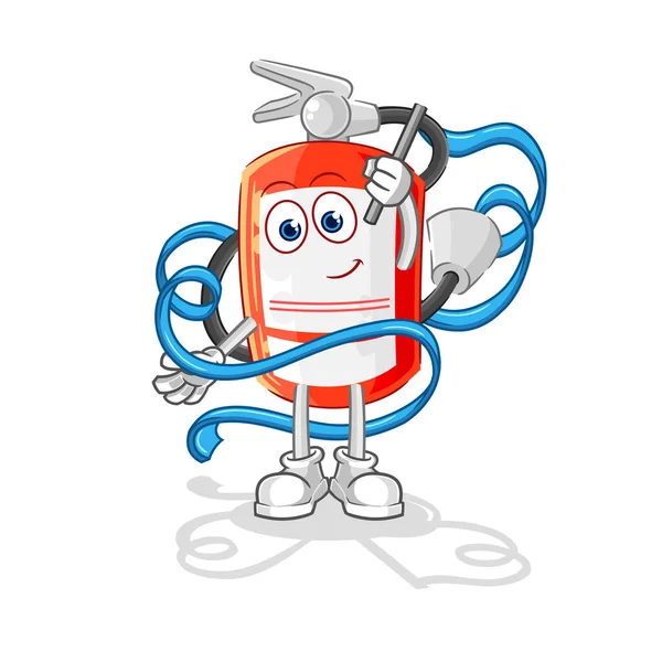 Extinguisher Rhythmic Gymnastics Mascot Cartoon Vecto — Vettoriale Stock