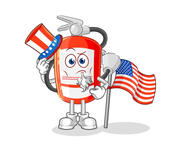Extinguisher Uncle Sam Character Cartoon Mascot Vecto — Stock Vector