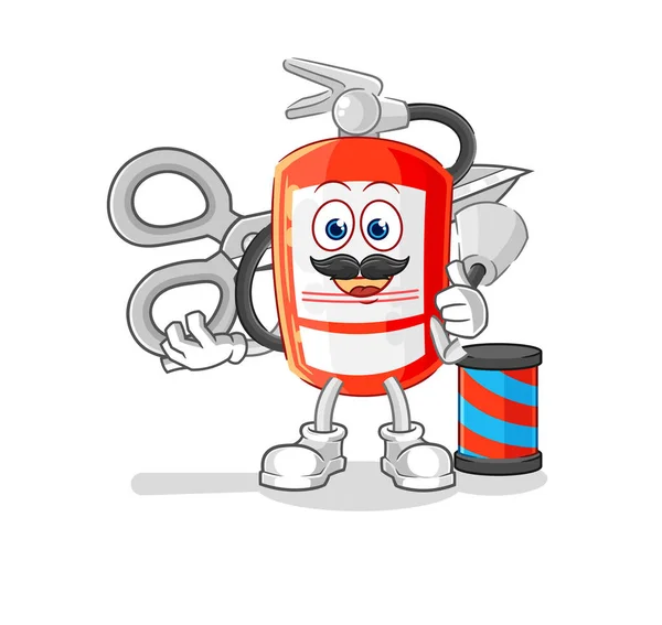 Extinguisher Barber Cartoon Cartoon Mascot Vecto — Stok Vektör