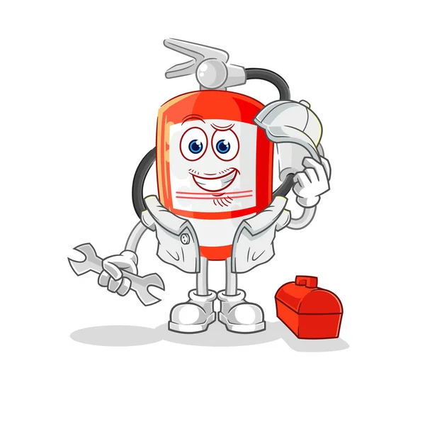 Extinguisher Mechanic Cartoon Cartoon Mascot Vecto — Stock Vector