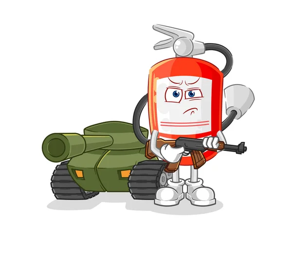Extinguisher Soldier Tank Character Cartoon Mascot Vecto — Stockový vektor