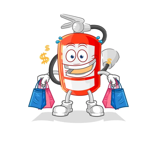 Extinguisher Shoping Mascot Cartoon Vecto — Stock Vector